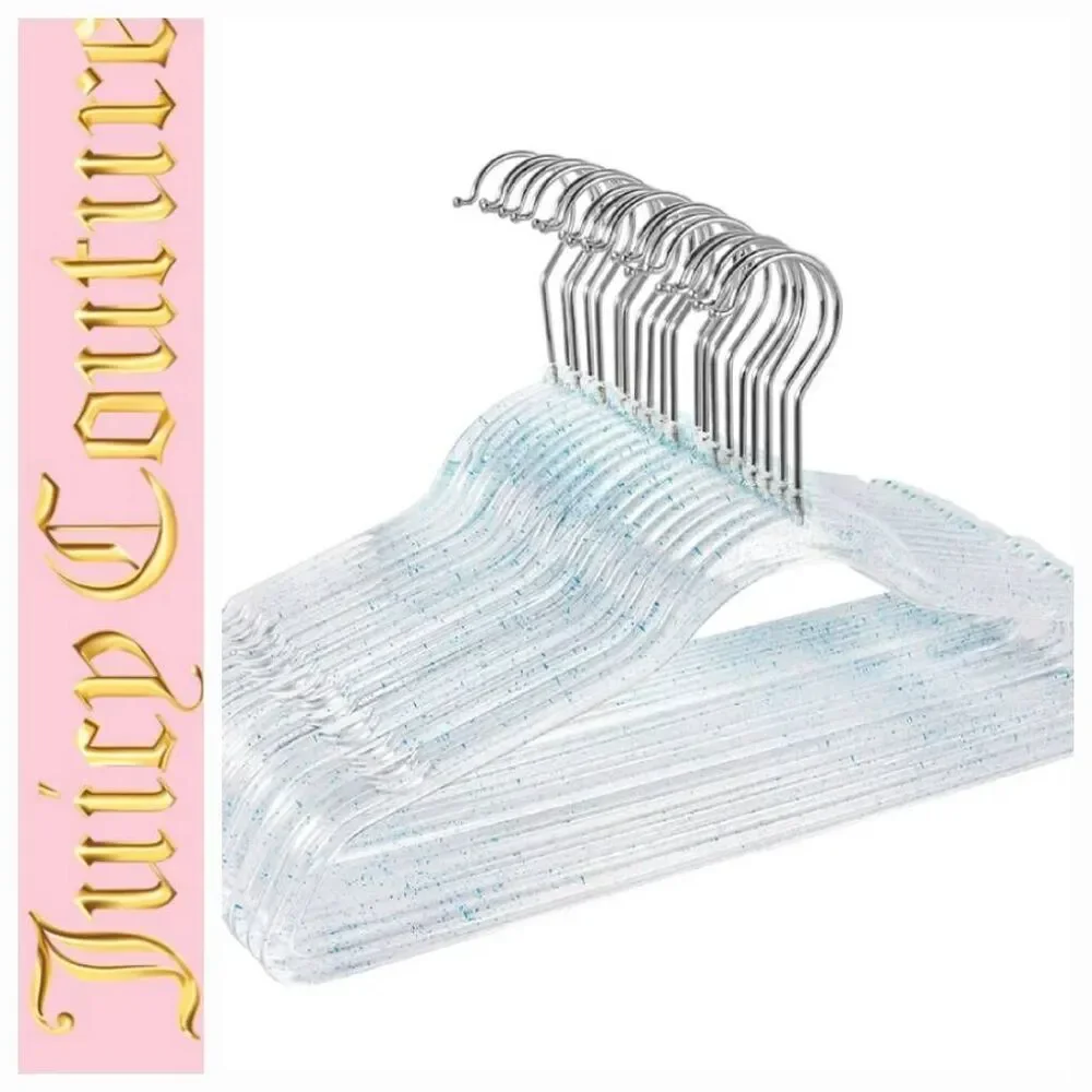 Juicy Couture Home Clear & Black Speced Notched Shoulders Space Saving H…